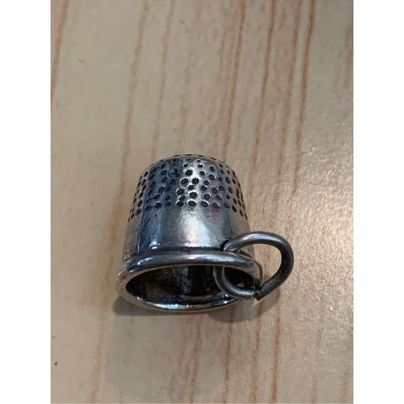 Sewing Thimble Sterling Silver Jewelry Charm #sew - Picture 2 of 4